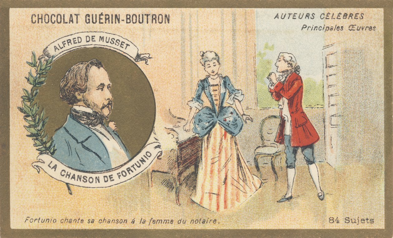 Alfred de Musset (1810-1857), francouzský spisovatel období romantismu, autor „Chanson de Fortunio“, poezie (1852) od French School