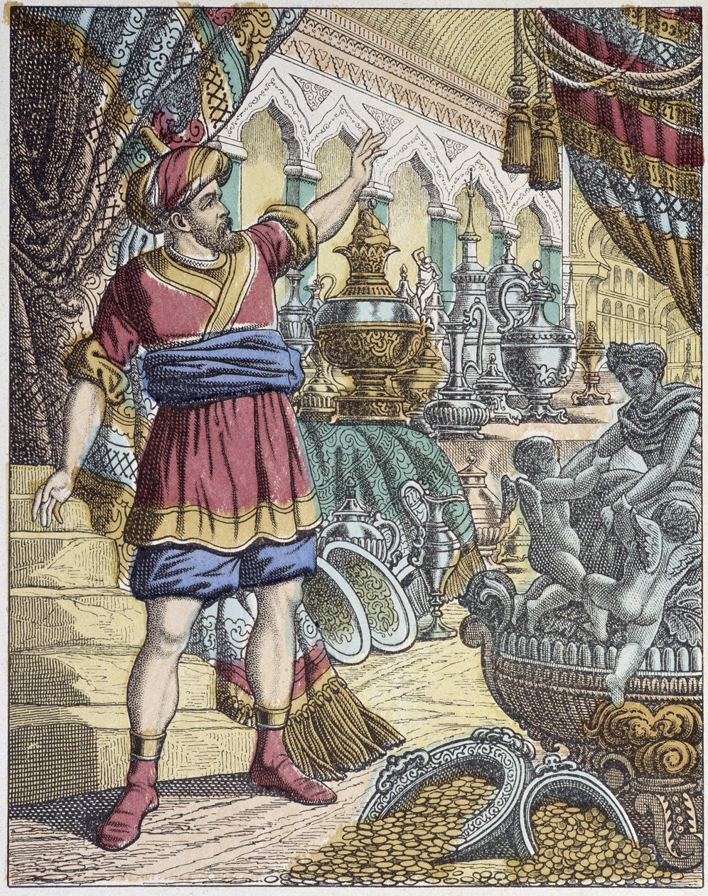 Ali-Baba (Ali Baba) v pokladnici. Pohádky tisíce a jedné noci. - obrázek Epinal, Pellerin od French School
