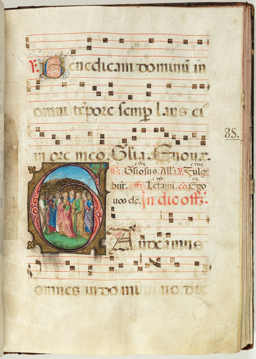 Všech svatých, Gradual f.85 (inkoust, tempera a plátkové zlato na pergamenu) od French School