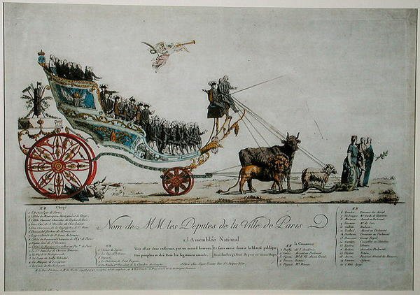 Alegorické znázornění zástupců města Paříže v Assemblee Nationale (barevné litho) od French School