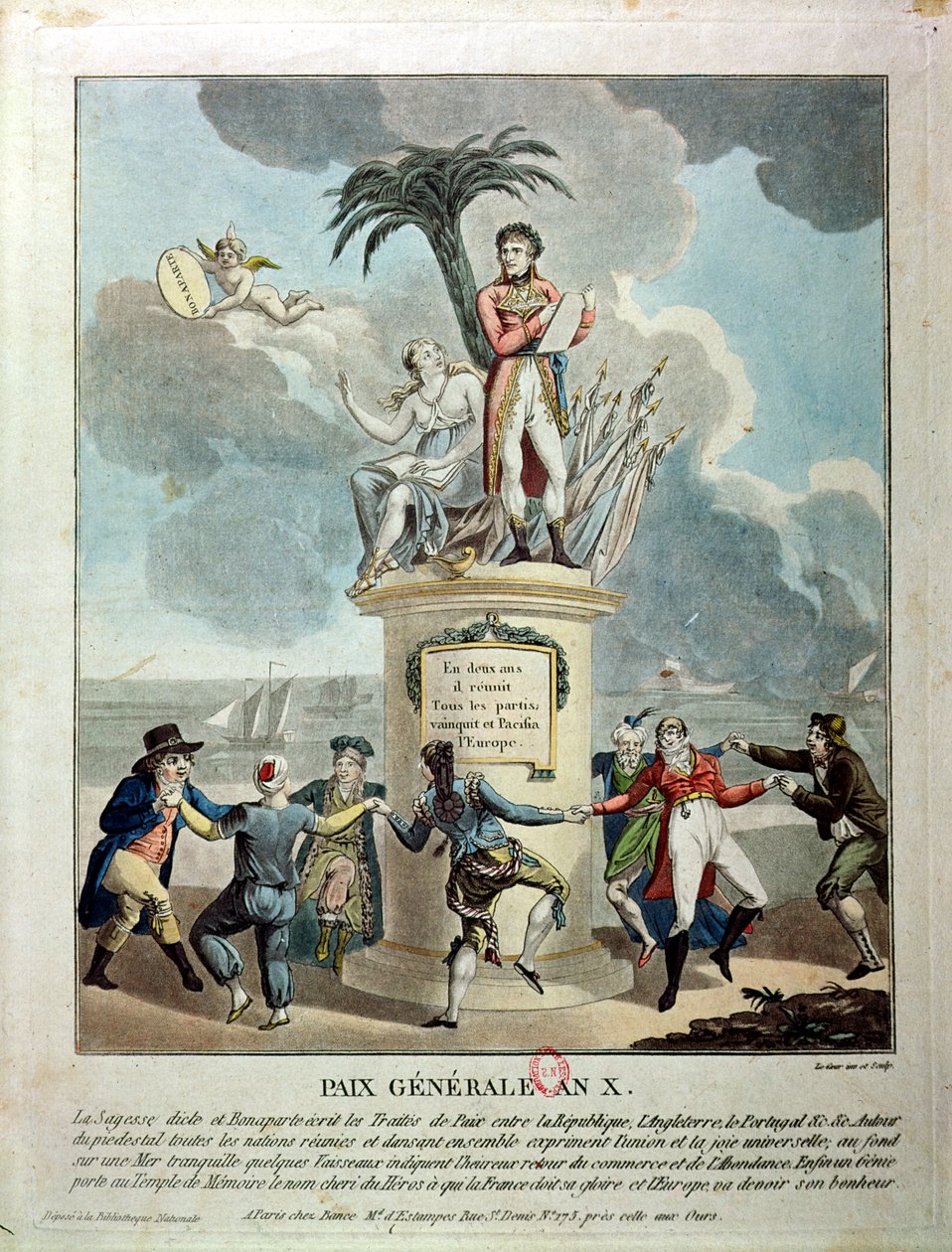 Alegorie míru z Amiens, 1802 (barevná rytina) od French School