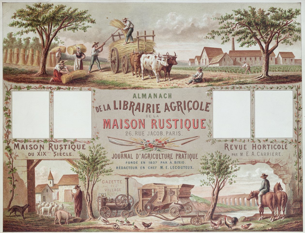 Almanach ilustrující tradiční a moderní metody hospodaření. c.1870-80 od French School