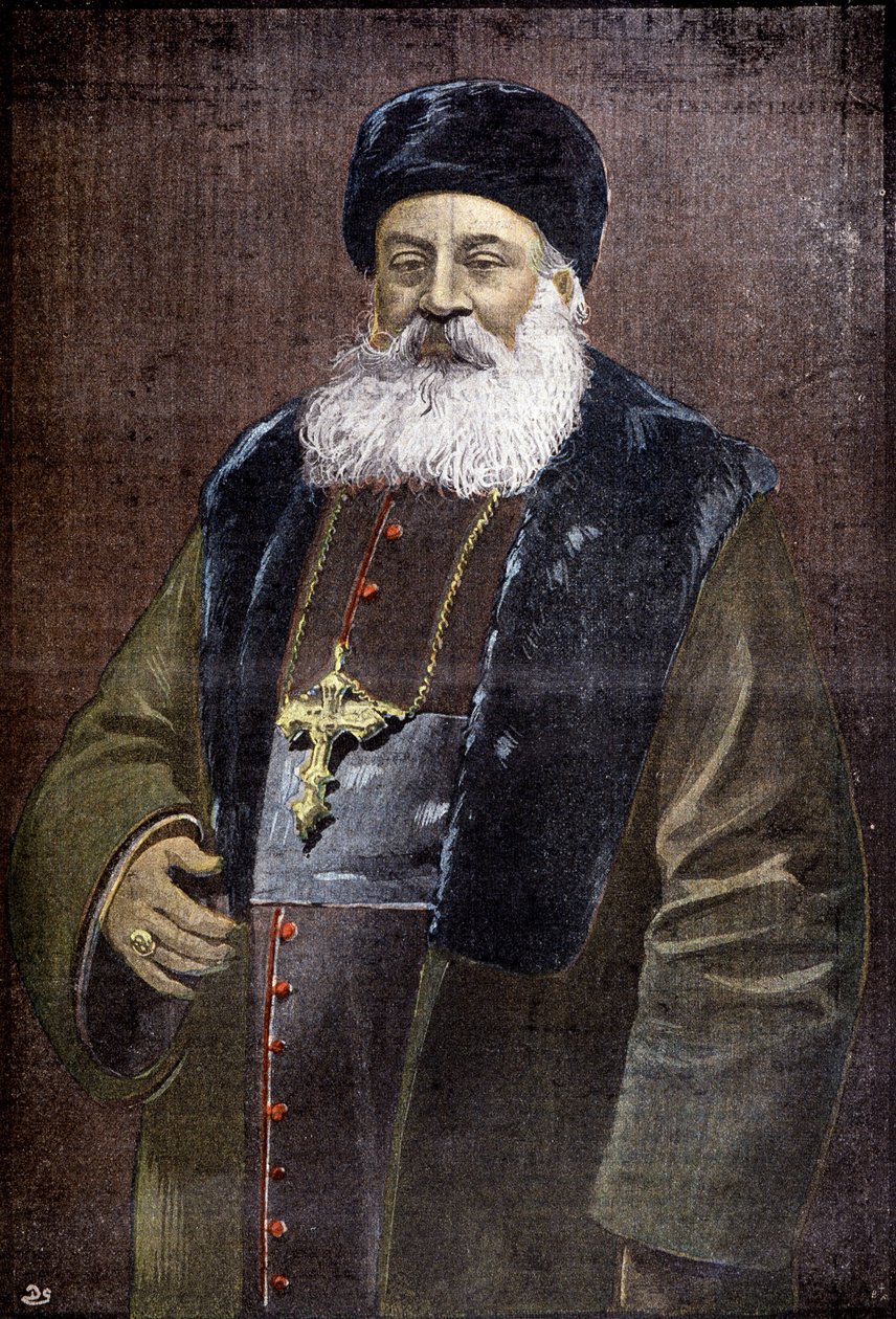 Alphonse Favier (1837-1905), francouzský lazarista, eveque de Pekin, hrdina z dobývání sídla legace boxery, v roce 1900 (rytina) od French School