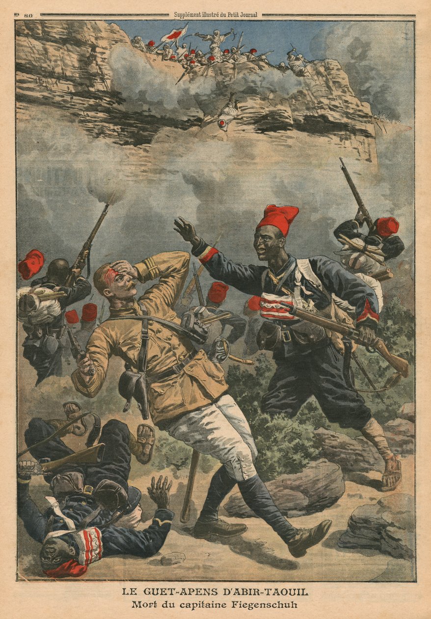 Přepadení v Abir-Taouil, smrt kapitána Fiegenschuha, ilustrace z 