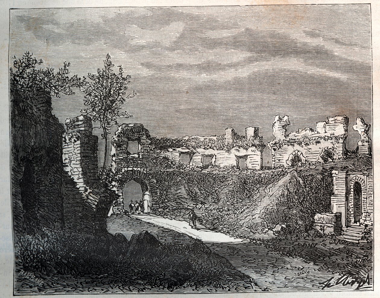 Amfiteátr Frejus - rytina v „La France illustrée: geografie, historie, statistická správa“ od V.A. Malt-Brown. 1884 od French School