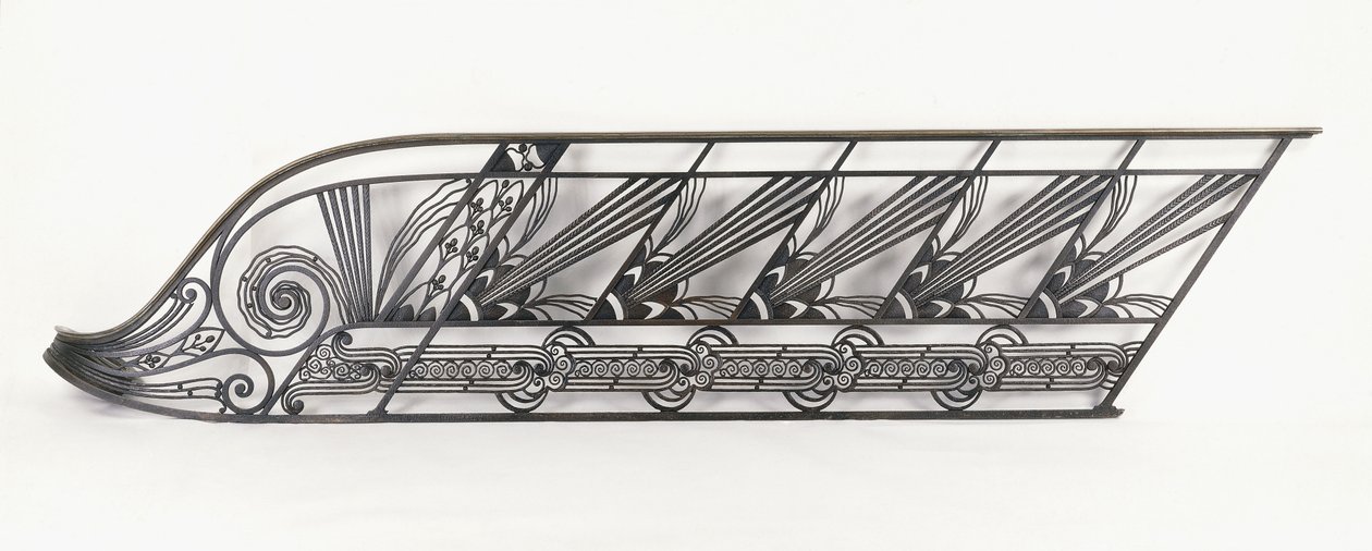 Balustráda schodiště ve stylu Art Deco navržená Delionem, cca 1920-1930 (bronz, tepané železo) od French School