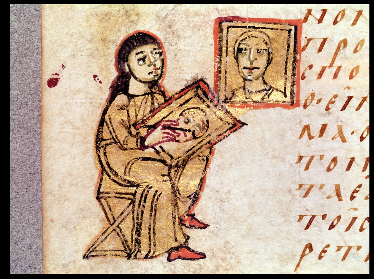 Umělec kopírující obraz ze Sacra Parallela od St. John Damascene (d.c.754) od French School