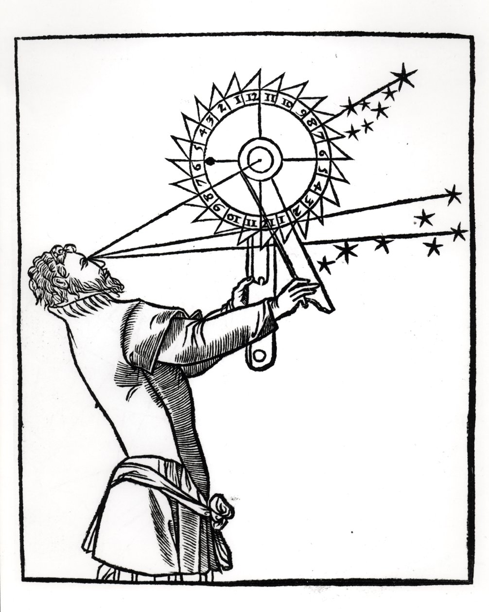 Astroláb, ilustrace z Cosmographia od Petruse Apianuse (1495-1552), vydaný v Paříži Vivant Gualtherot, 1551 Vivant od French School