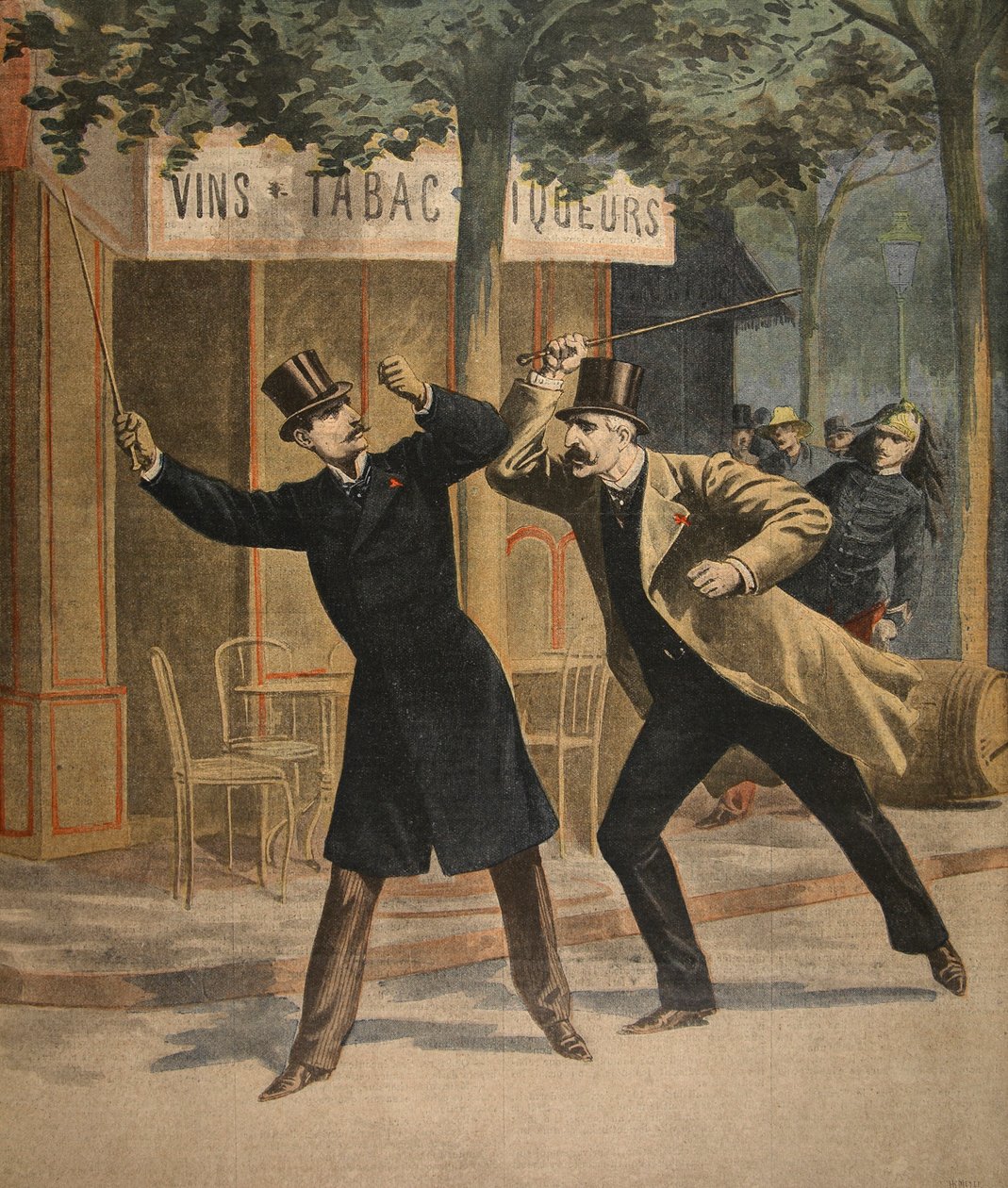 Incident mezi Esterhazym a Picquartem, ilustrace z Le Petit Journal: Supplement illustre, 17. července 1898 od French School