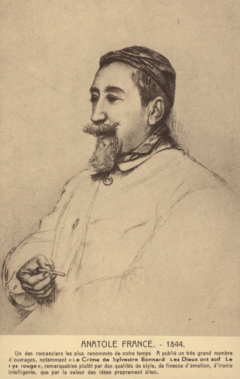 Anatole France (1844-1924), francouzský básník, novinář a prozaik (litografie) od French School