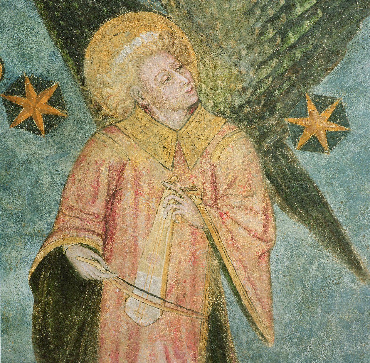 Andělský hudebník hrající na gigue, detail z klenby krypty od French School