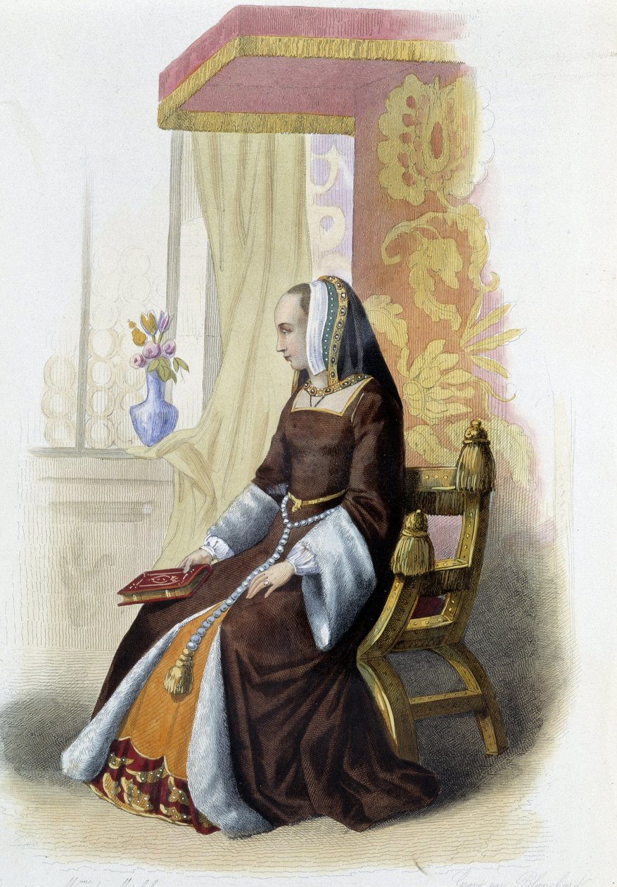 Anna Bretaňská, vévodkyně z Bretaně (1477-1514) - v „“The French Plutarch”“, od Mennechet, Paříž od French School