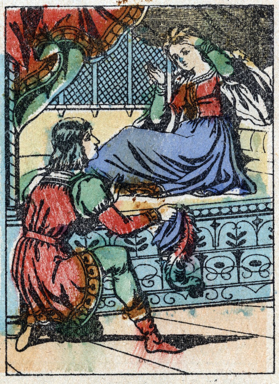 Anonymní ilustrace k „La belle au bois dormant“, příběh Charlese Perraulta (1628-1703), francouzského spisovatele. Dřevoryt Imaging Pellerin - Epinal, sd. Konec 19. století. od French School