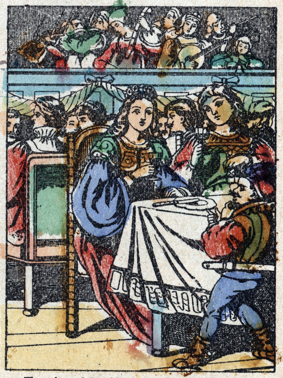 Anonymní ilustrace k „La belle au bois dormant“, příběh Charlese Perraulta (1628-1703), francouzského spisovatele. Dřevoryt Imaging Pellerin - Epinal, sd. Konec 19. století. od French School