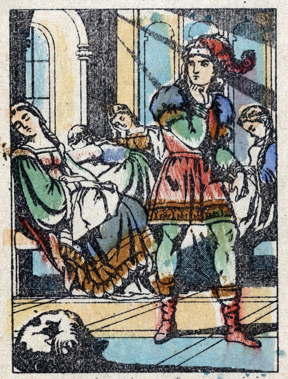 Anonymní ilustrace k „La belle au bois dormant“, příběh Charlese Perraulta (1628-1703), francouzského spisovatele. Dřevoryt Imaging Pellerin - Epinal, sd. Konec 19. století. od French School