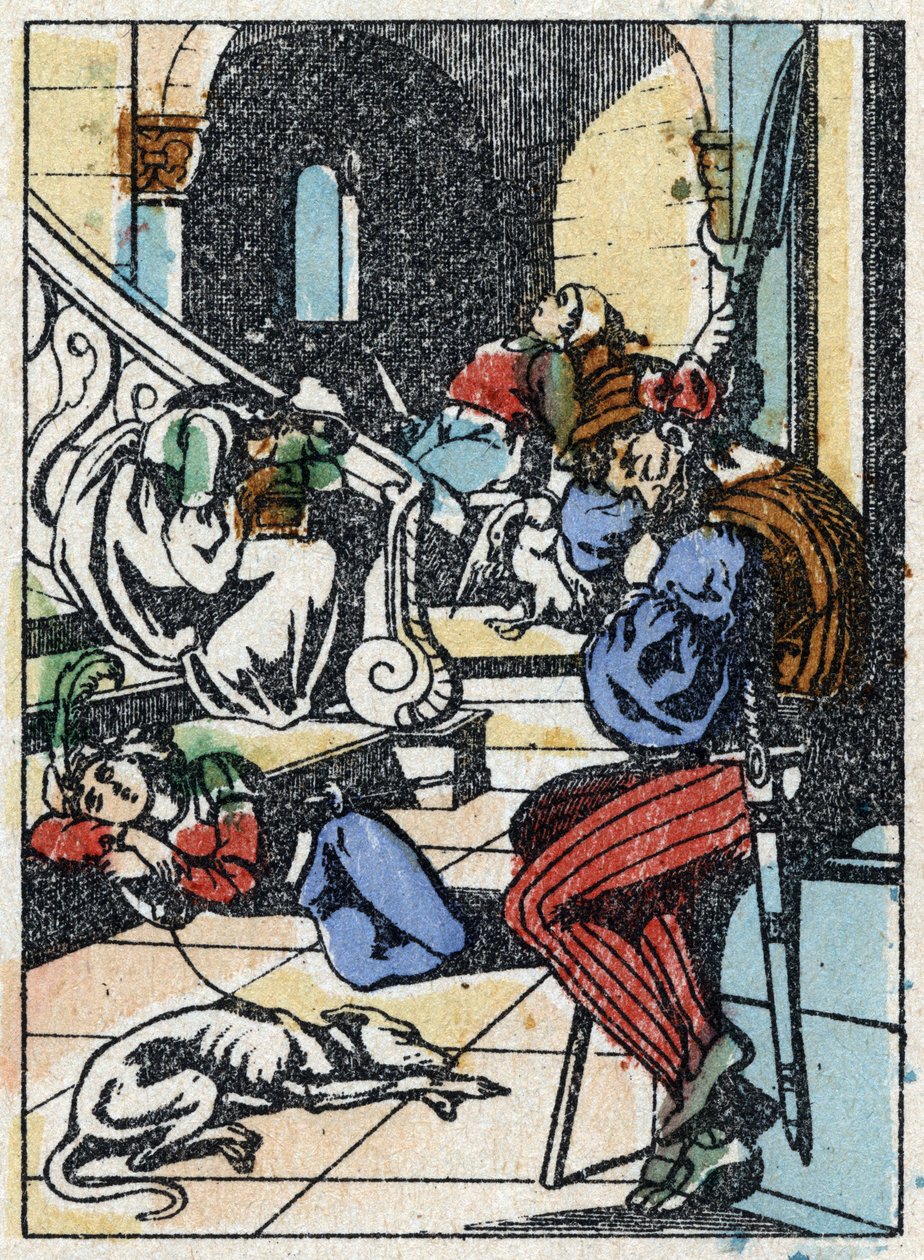 Anonymní ilustrace k „La belle au bois dormant“, příběh Charlese Perraulta (1628-1703), francouzského spisovatele. Dřevoryt Imaging Pellerin - Epinal, sd. Konec 19. století. od French School