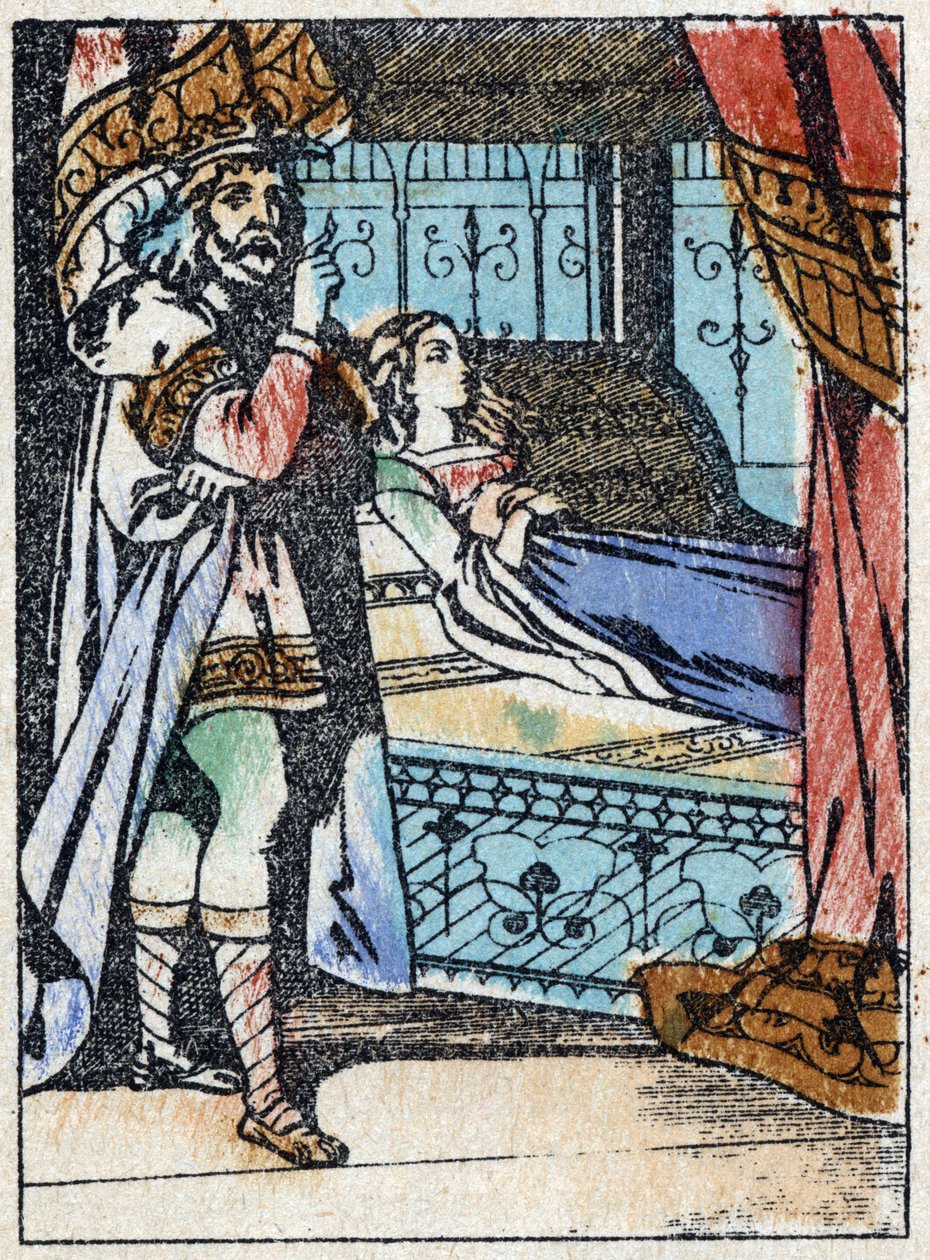 Anonymní ilustrace k „La belle au bois dormant“, příběh Charlese Perraulta (1628-1703), francouzského spisovatele. Dřevoryt Imaging Pellerin - Epinal, sd. Konec 19. století. od French School