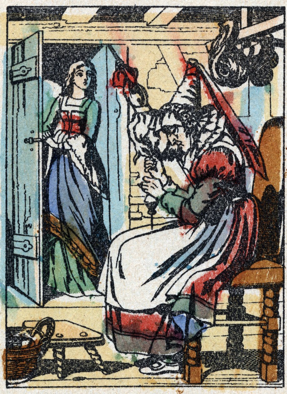 Anonymní ilustrace k „La belle au bois dormant“, příběh Charlese Perraulta (1628-1703), francouzského spisovatele. Dřevoryt Imaging Pellerin - Epinal, sd. Konec 19. století. od French School