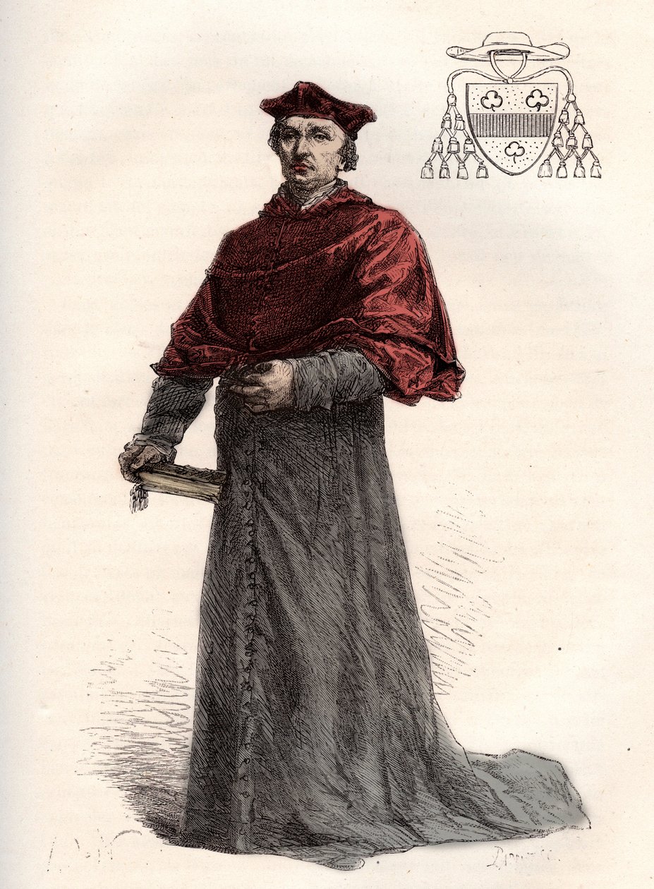 Antoine Duprat, kardinál legate francais (1463-1535) - Kardinál Antoine Duprat (1463-1535) - rytina z „“ Historie Francie vyprávěná mým vnukům““ – od Francoise Guizota – 1872-1876 od French School