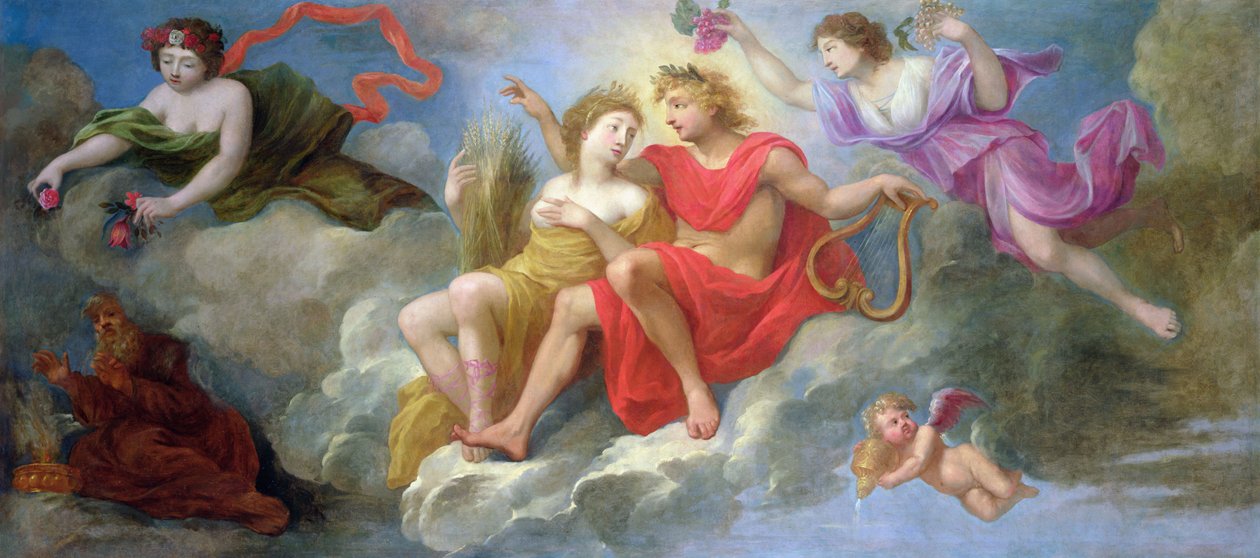 Apollo a roční období, ze stropu hotelu Colbert de Villacerf, c.1650 od French School
