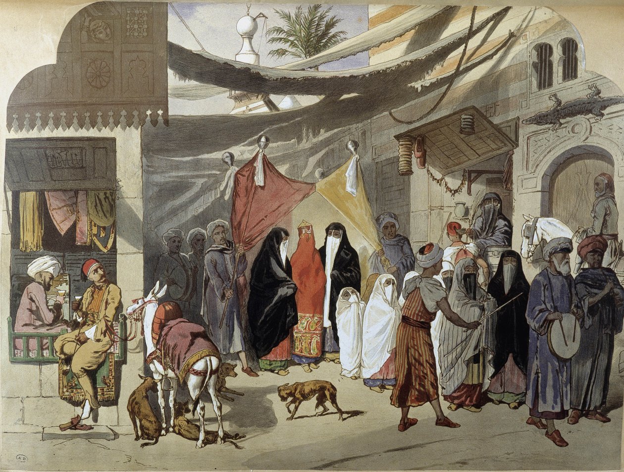 Arabská svatba v Káhiře - v „moderním Egyptě“, od Henri de Amount, v.1870 od French School