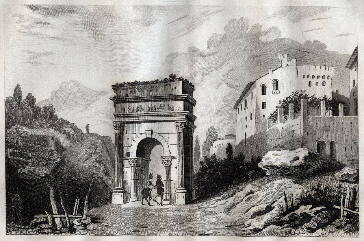 Augustův oblouk (Susa) - Augustův oblouk (Susa) - Arco di Augusto (Susa) - rytina z “”Itálie malebné” - Historická a popisná malba Itálie”” od M. de Norvinse, Ch. Nodier 1834-1836. od French School