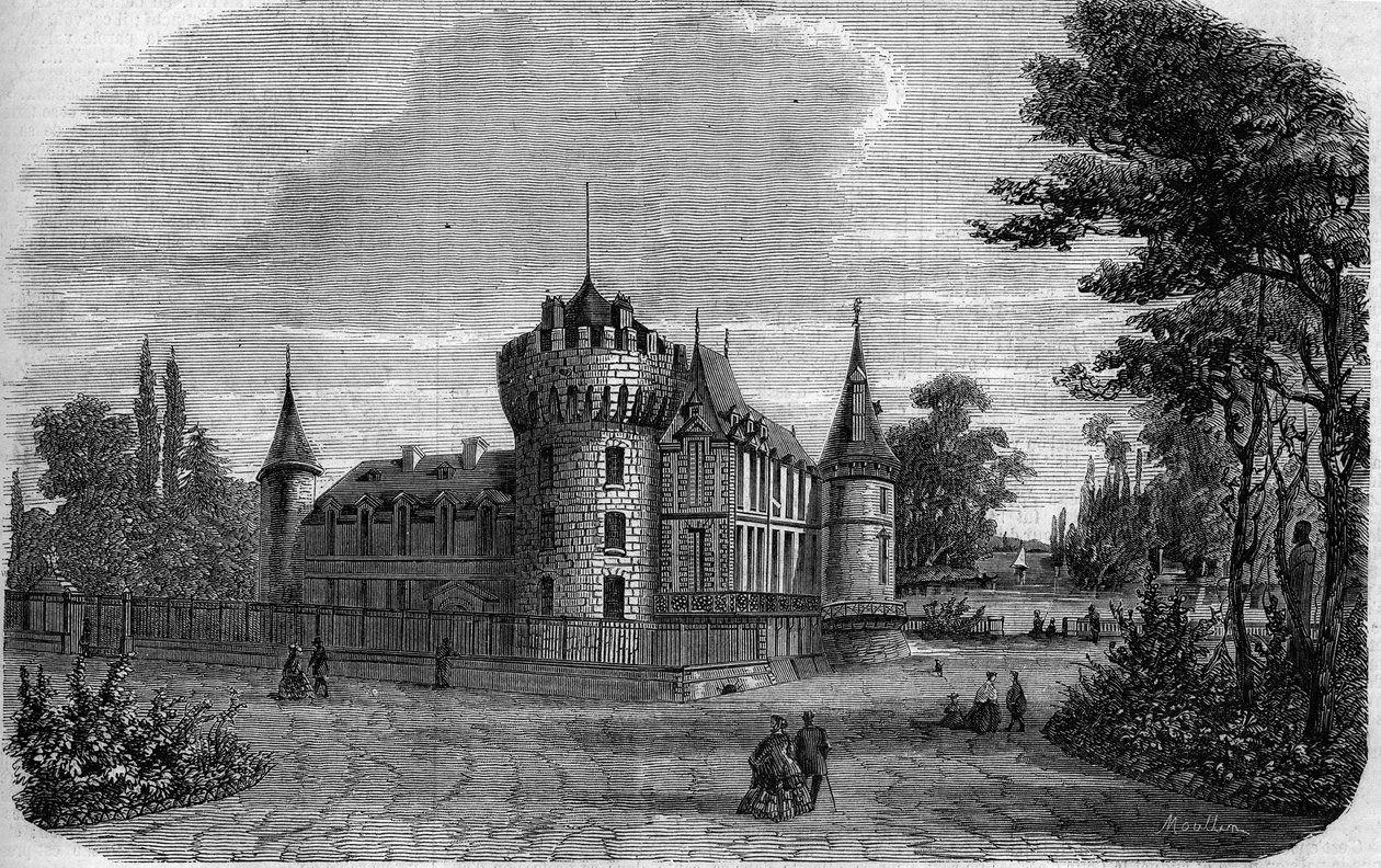Architektura: vnější pohled na hrad Rambouillet (14.–15. století, přestavěn během století) od French School
