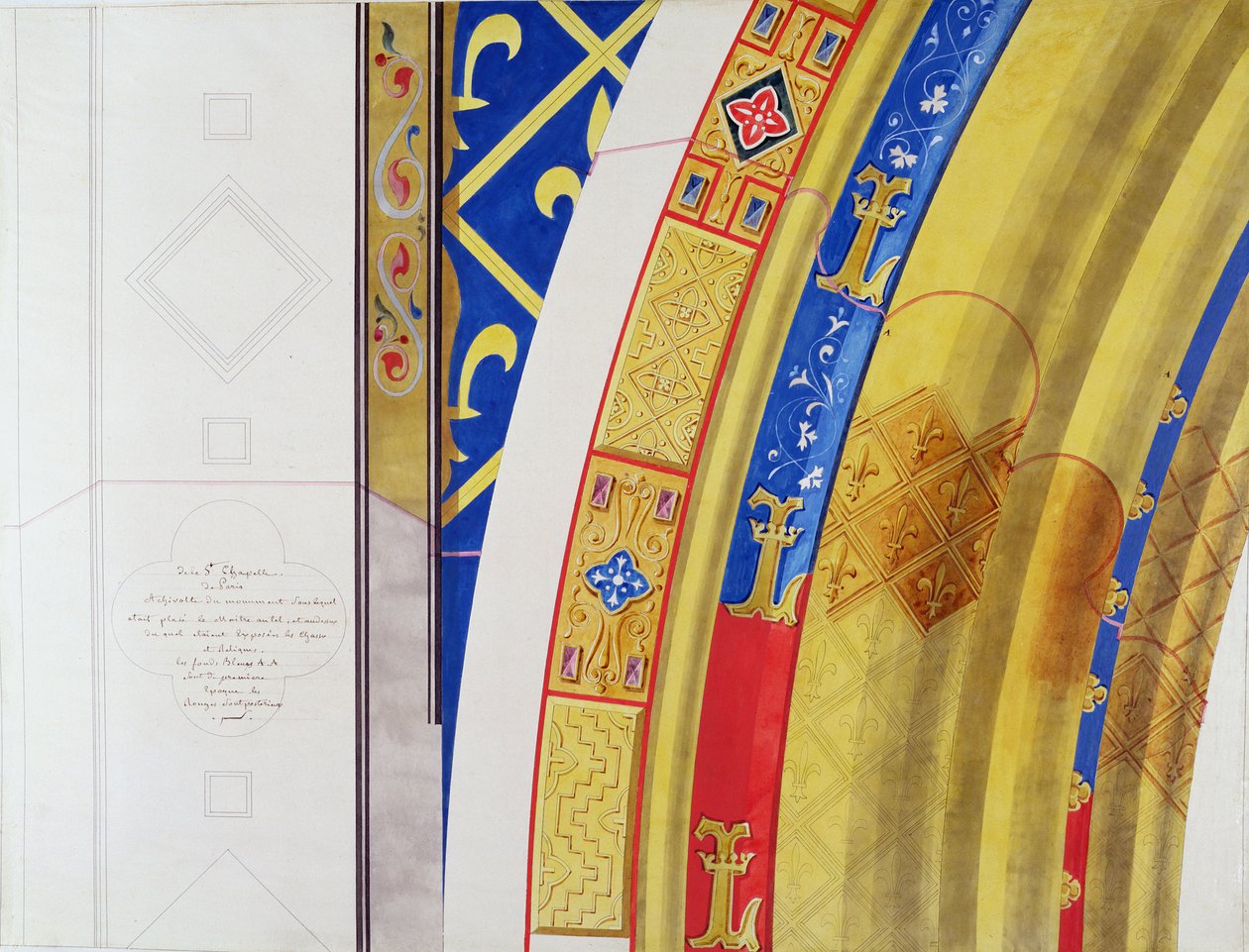 Archivolta pomníku nad hlavním oltářem v Sainte-Chapelle v Paříži od French School