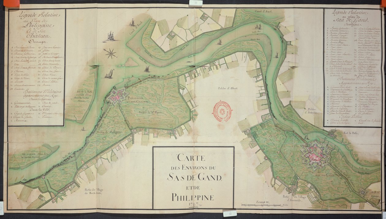 Oblast kolem Sas van Gent a Filipíny, Nizozemsko, 1747 (pero, inkoust a wc na papíře) od French School
