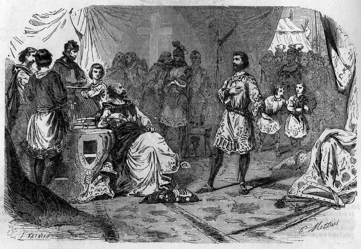 Argrim, biskup z Langres (9. století). Rytina v „Historie papežů-králů-královen a císařů v průběhu staletí““ od Maurice Lachatre od French School