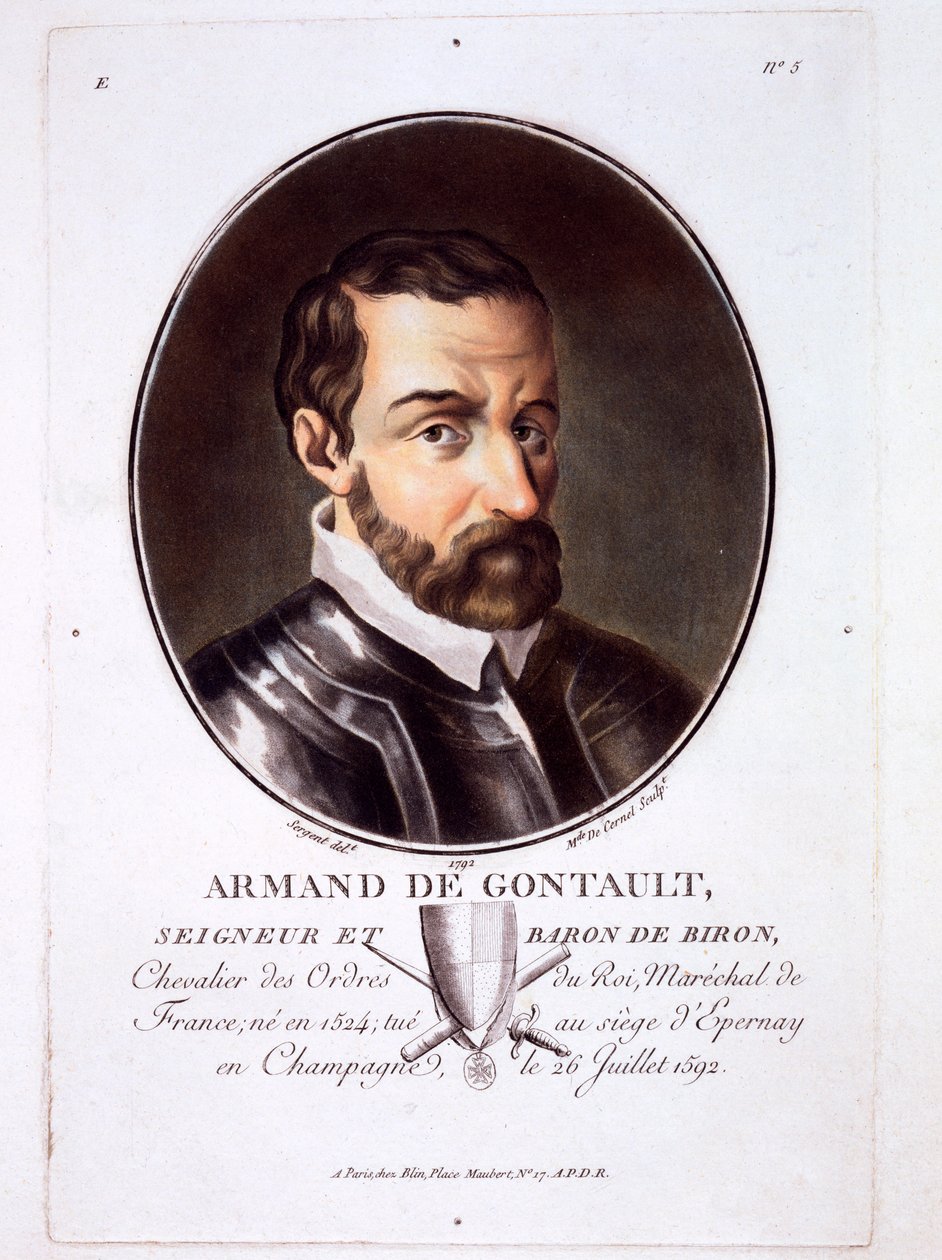 Armand de Gontaut, z Portrétů velkých mužů, slavných žen a nezapomenutelných námětů Francie, vydané 1787-92 od French School