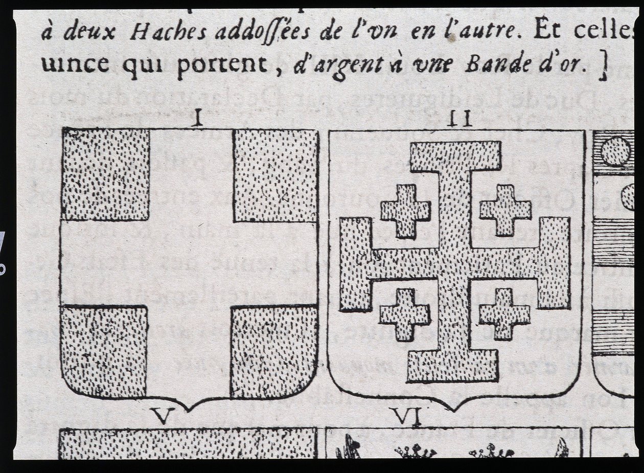 Armes de Montmorency et Godefroy de Bouillon - v „“Vraye a dokonalá věda o erbu nebo rejstříku erbů““ od Pierra Paillota od French School