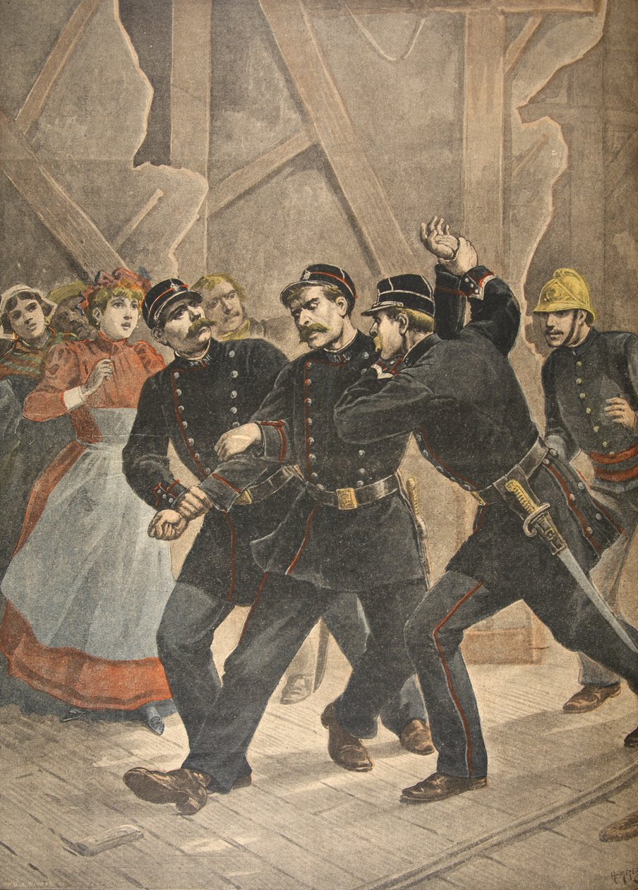 Zatčení městského seržanta, ilustrace z Le Petit Journal: Supplement illustre, 1898 od French School