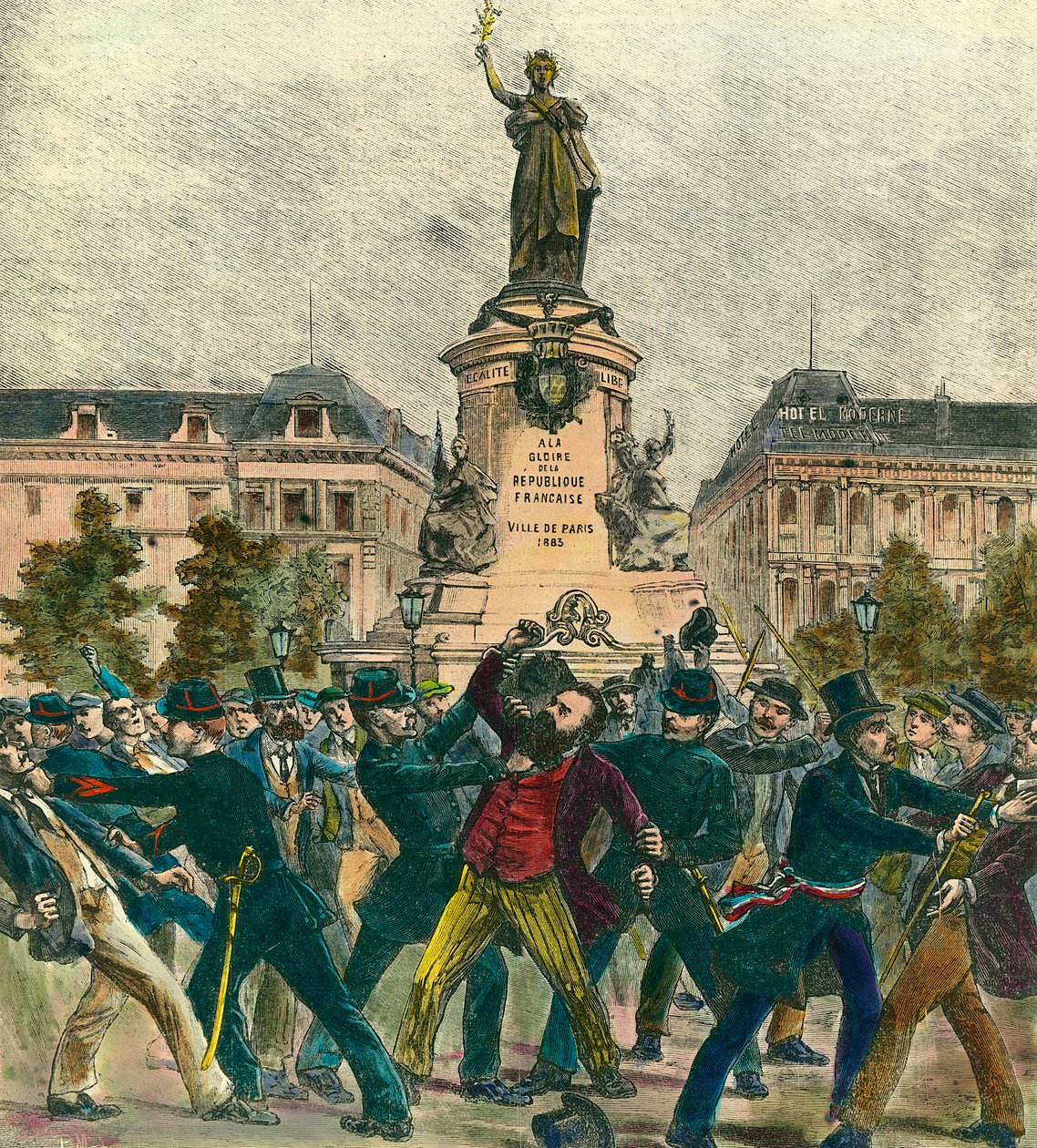 Zatčení zástupce Pierra Baudina (1863-1917) během demonstrace 1. května na náměstí Place de La Republique v Paříži. od French School