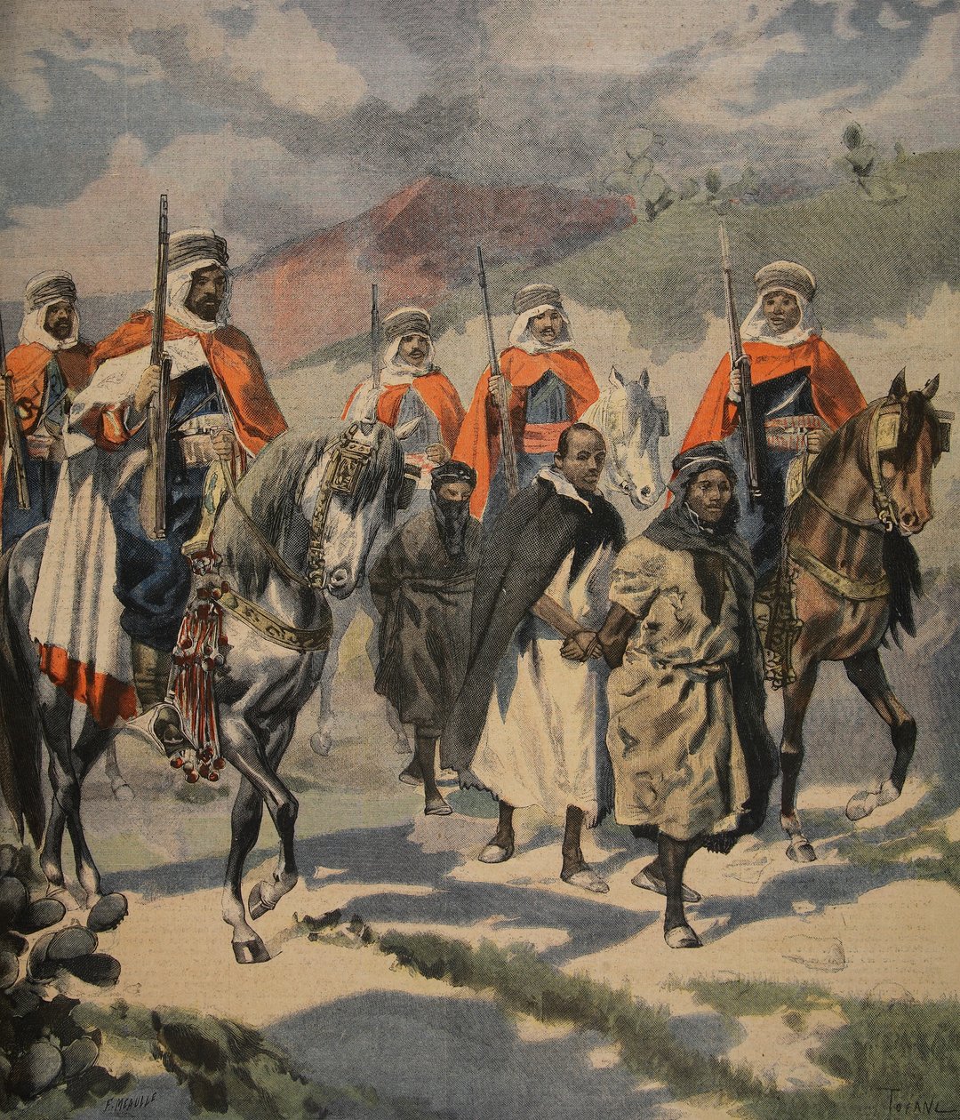 Zatčení vrahů markýze de Mores v Tunisku od French School
