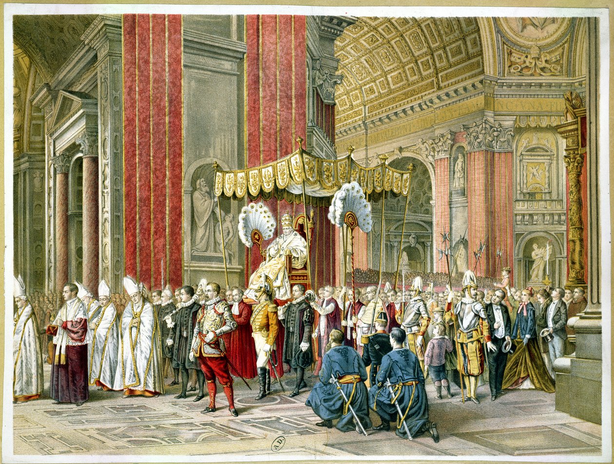 Příjezd papeže Pia IX (1835-1914) na sedia gestatoria při zahájení Prvního vatikánského koncilu 8. prosince 1869 od French School