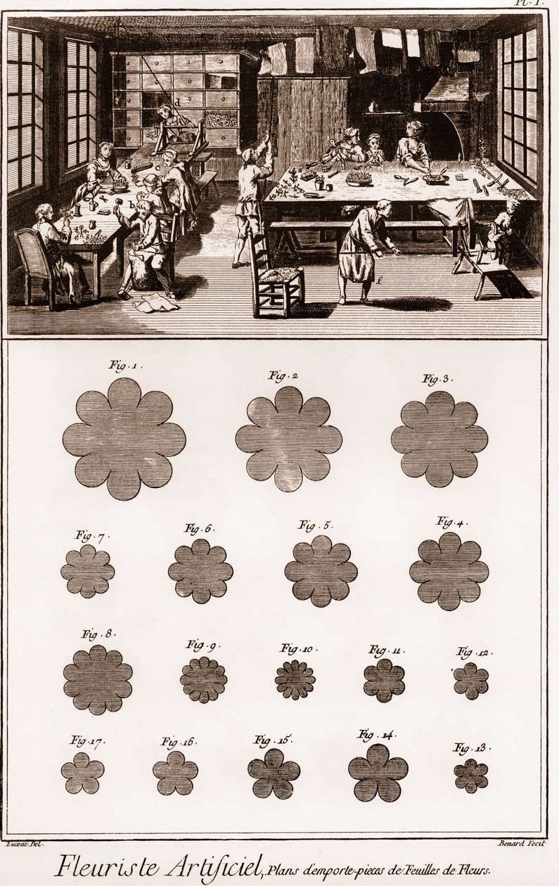 Workshop umělého květinářství: Encyklopedie nebo slovník věd, umění a povolání od Denise Diderota (1713-1784) a Jean d