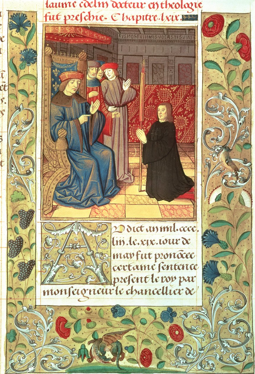Atlas paní Fr.2679 f.377 Jacques Coeur (asi 1395-1456) před Karlem VII. (1403-61) asi 1390-1453 od French School