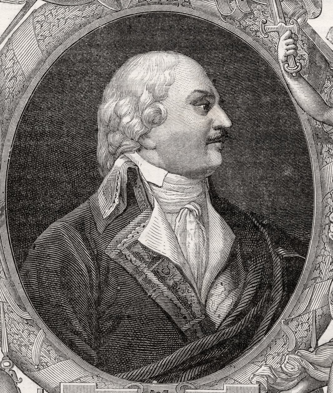 Auguste-Henri-Marie-Picot, markýz de Dampierre, vyrytý Stephanem Pannemakerem (1847-1930) z „Histoire de la Revolution Francaise“ od Louise Blanca (1811-82) od French School