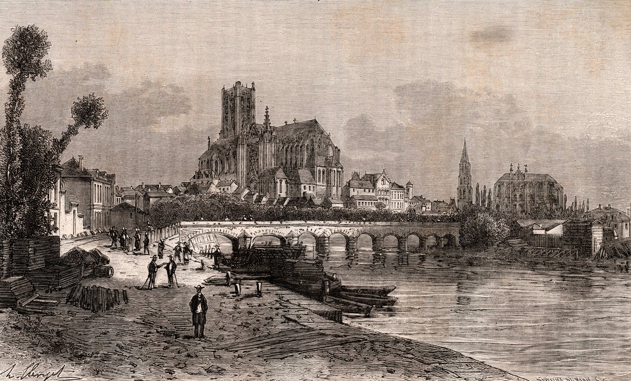 Auxerre - Bourgogne-Franche-Comte - rytina v „La France illustrée: geografie, historie, statistická správa“ od V.A. Malt-Brown. 1884 od French School