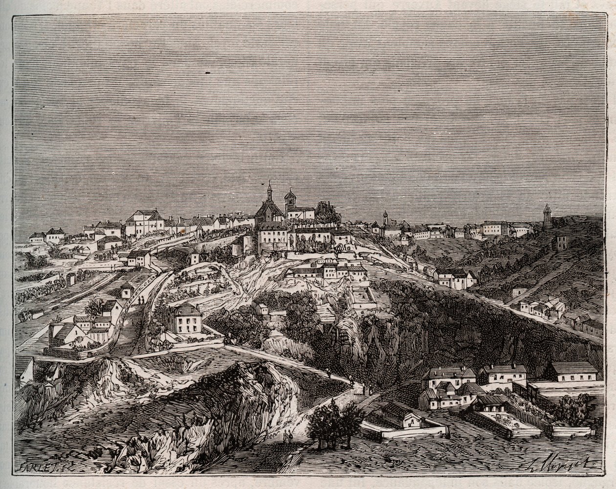 Avallon - Bourgogne-Franche-Comte - rytina v „La France illustrée: geografie, historie, statistická správa“ od V.A. Malt-Brown. 1884 od French School