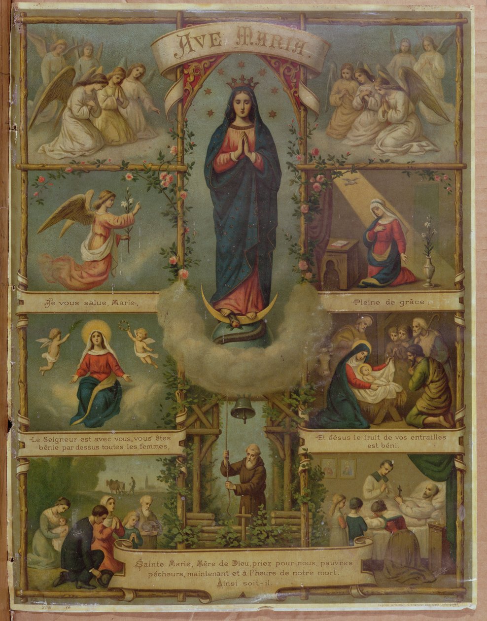 Modlitební karta Ave Maria od French School