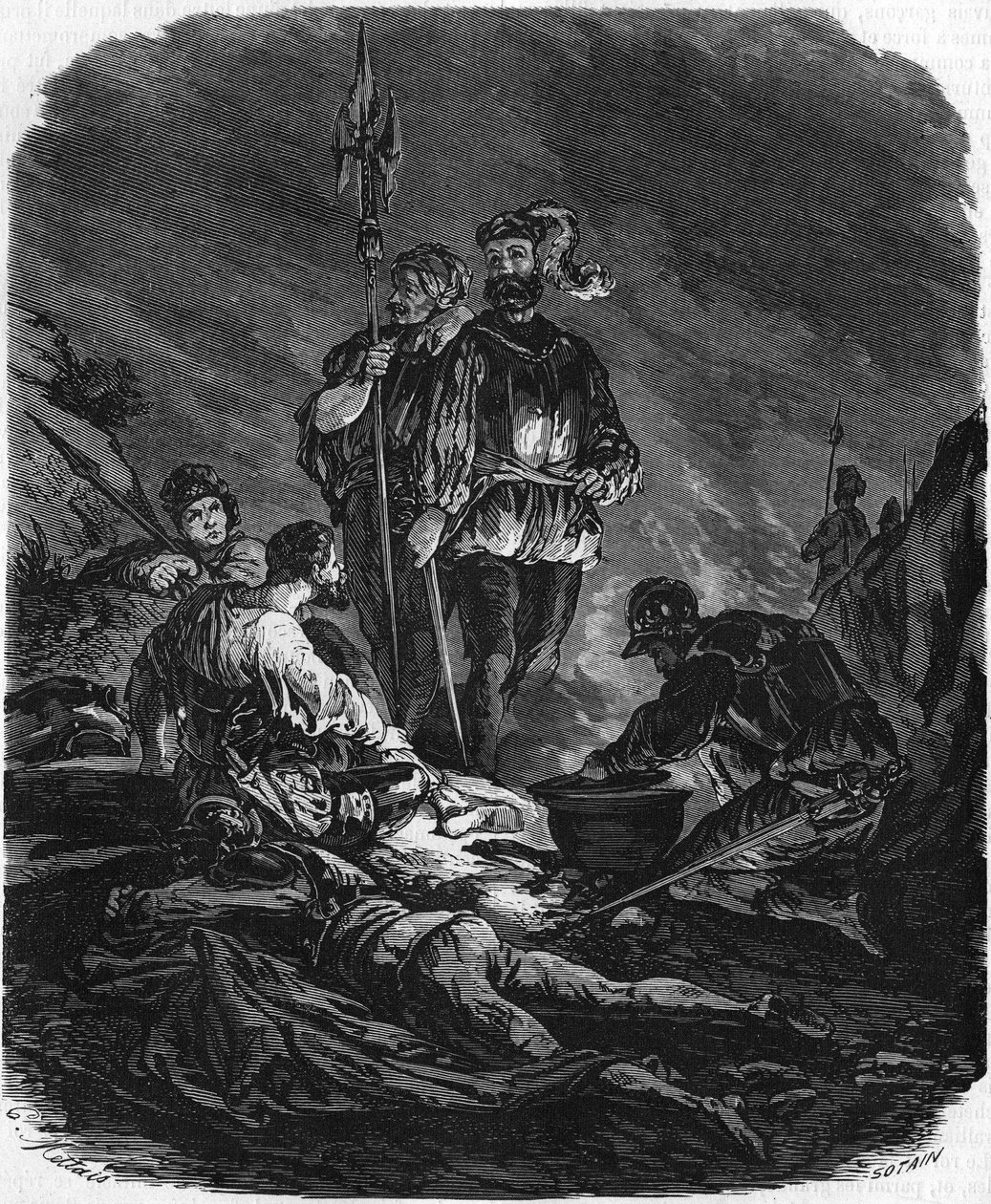 Bad boys, lupiči za války v 16. století. V “” Histoire Populaire de la France””, sd. kolem 1885. Rytina. od French School