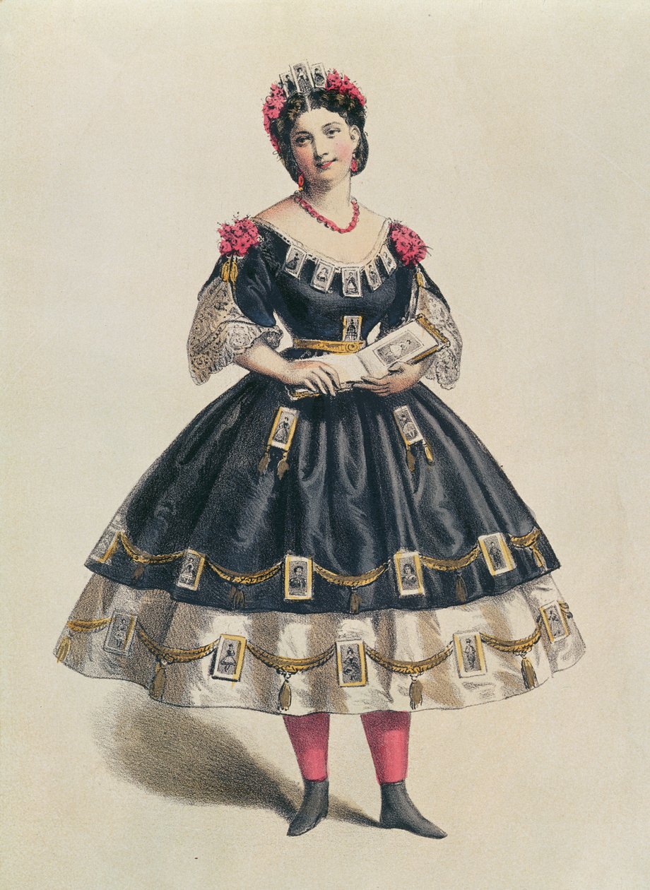 Plesové šaty zdobené fotografickými cartes de visite, kolem roku 1860 od French School