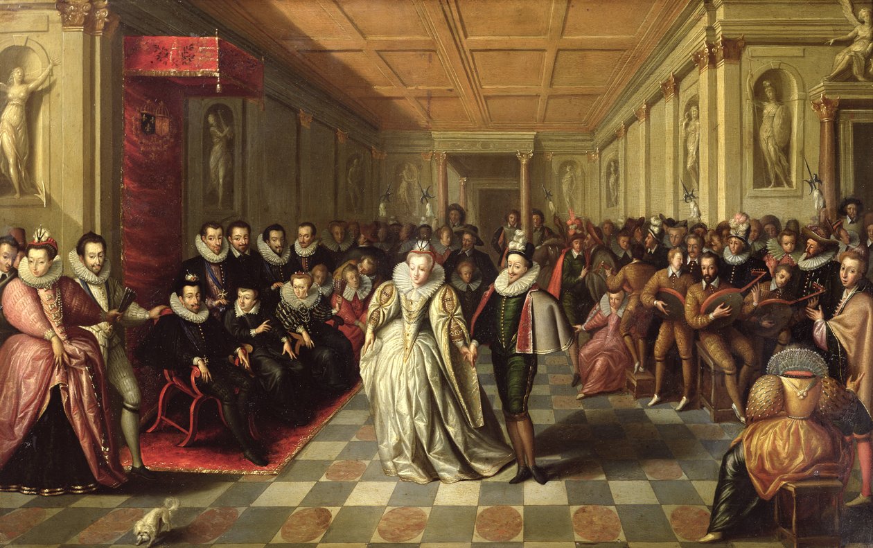 Ples u dvora Jindřicha III. u příležitosti sňatku Anny, vévody z Joyeuse, s Marguerite de Vaudemont, 24. září 1581, kolem roku 1581 od French School