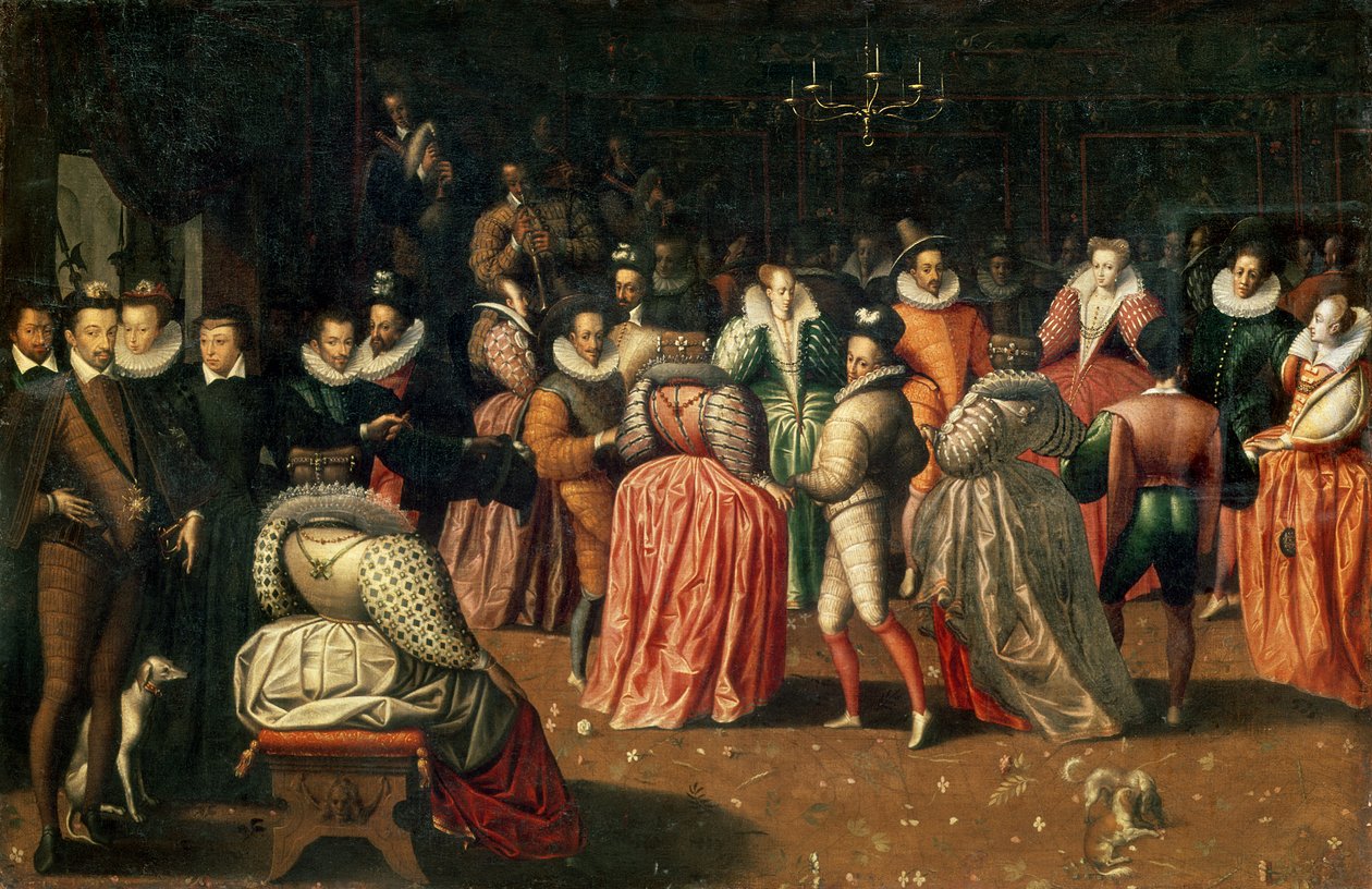 Ples na dvoře francouzského krále Jindřicha III. nebo Ples vévody z Alenconu, 2. polovina 16. století (panel) od French School