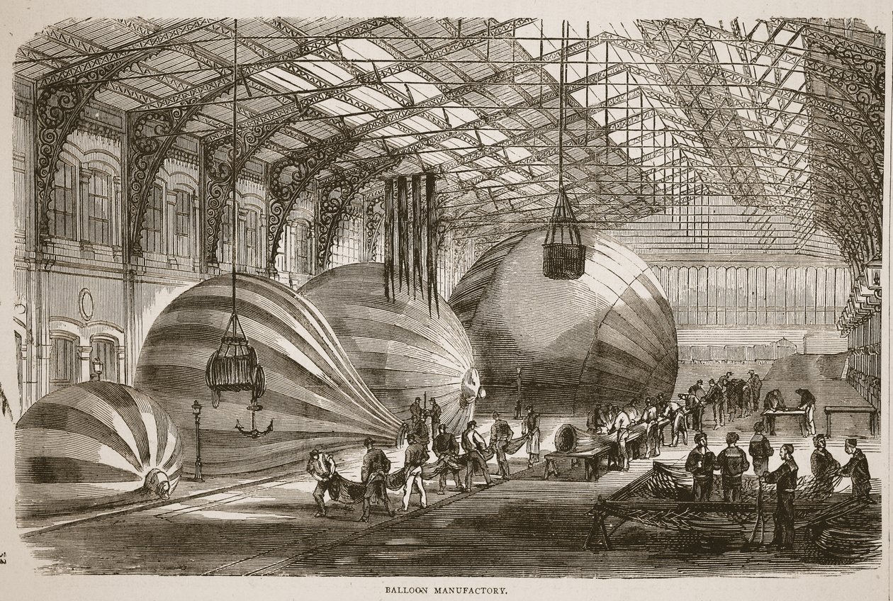 Balonová manufaktura, ilustrace z Cassells Historie války mezi Francií a Německem, 1870-1871 od French School