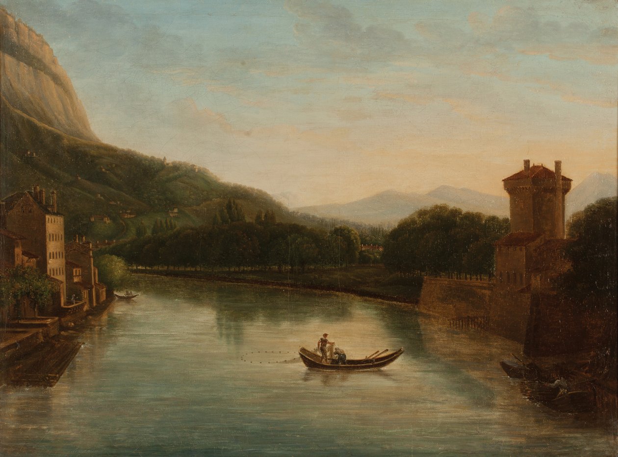 Banks of the Isère v Grenoblu (olej na plátně) od French School