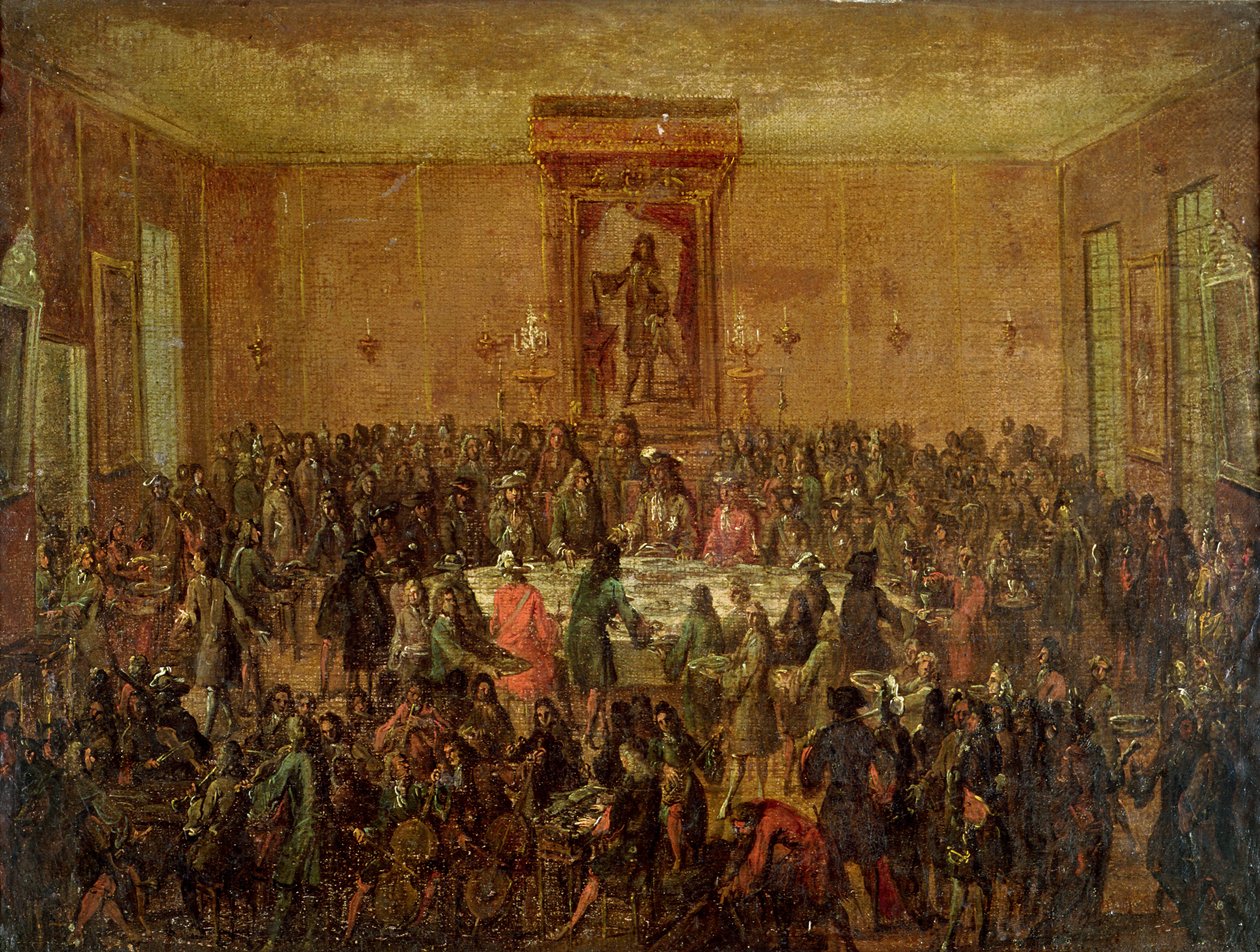 Banket pořádaný na počest Ludvíka XIV. (1638-1715) Městským sborem v Hotel-de-Ville, kolem roku 1680 od French School