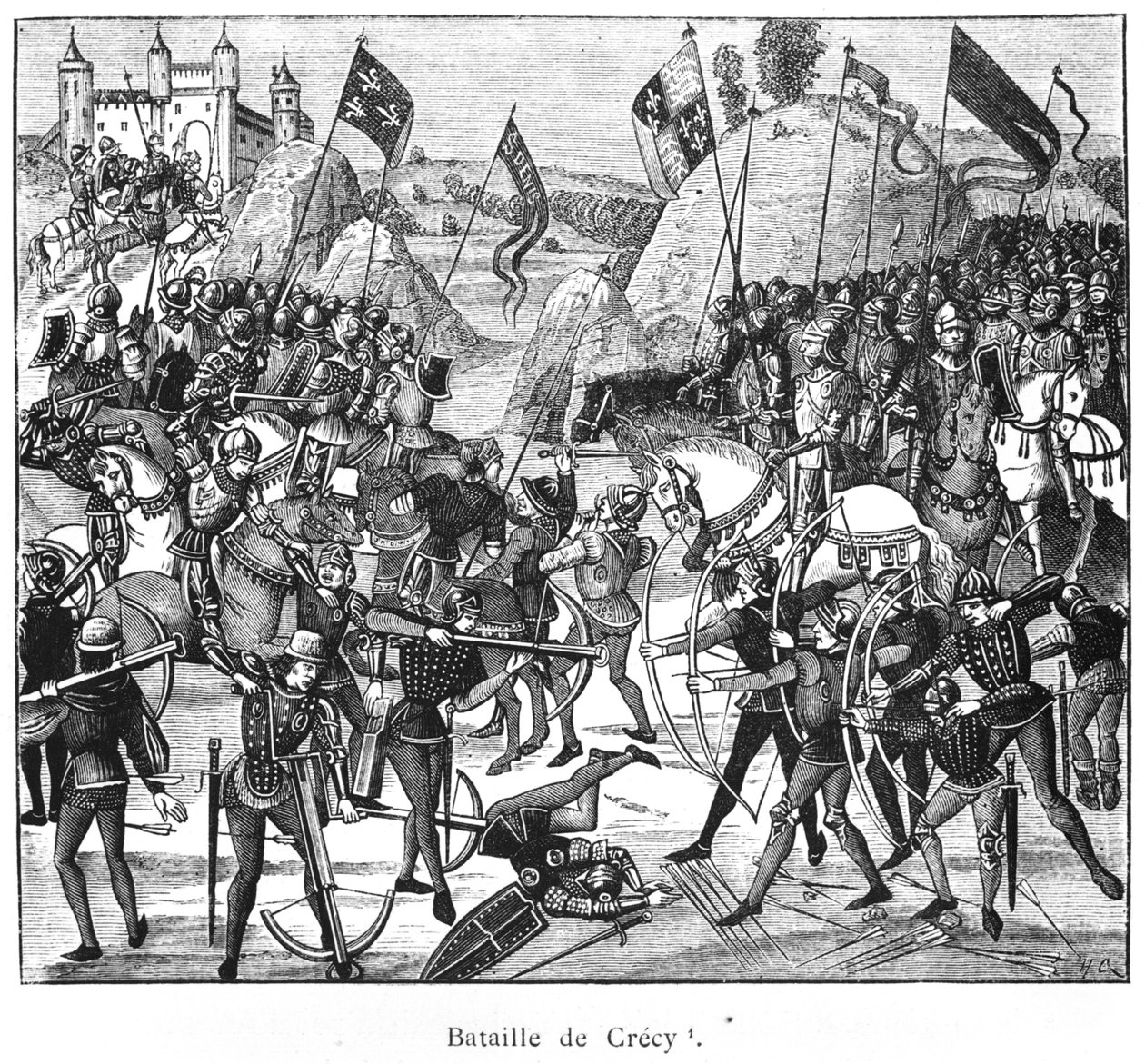 Bitva u Crecy v roce 1346, kopie Froissarts Chronicles od French School